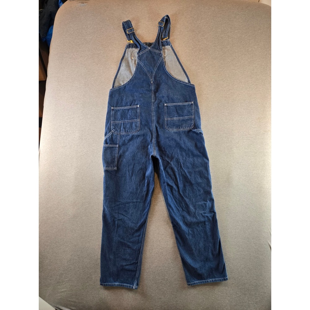 Carhartt Loose Fit Denim Bib Overalls Mens 38x34 Blue OR4672-M Workwear Rugged - Picture 3 of 15